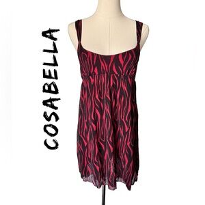 Cosabella Red and Black Animal Print Chemise Size Medium